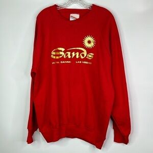 Vintage Gold's Gym Sand Casino Las Vegas Red Crewneck Sweatshirt Size Large